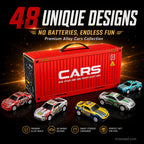 48 Mini Pull-Back Cars with Built-In Garage Set