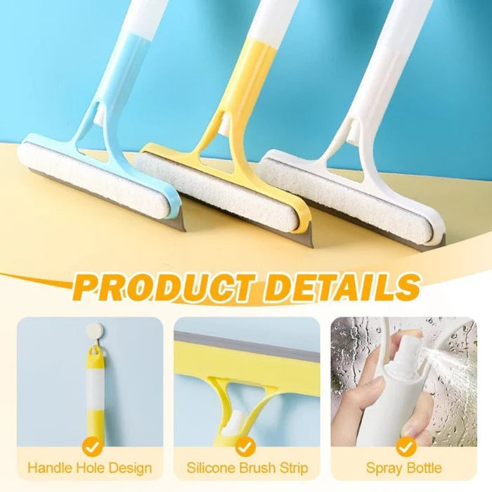 Spray-Scrub-Squeegee All-in-One — Streak-Free Glass in One Swipe
