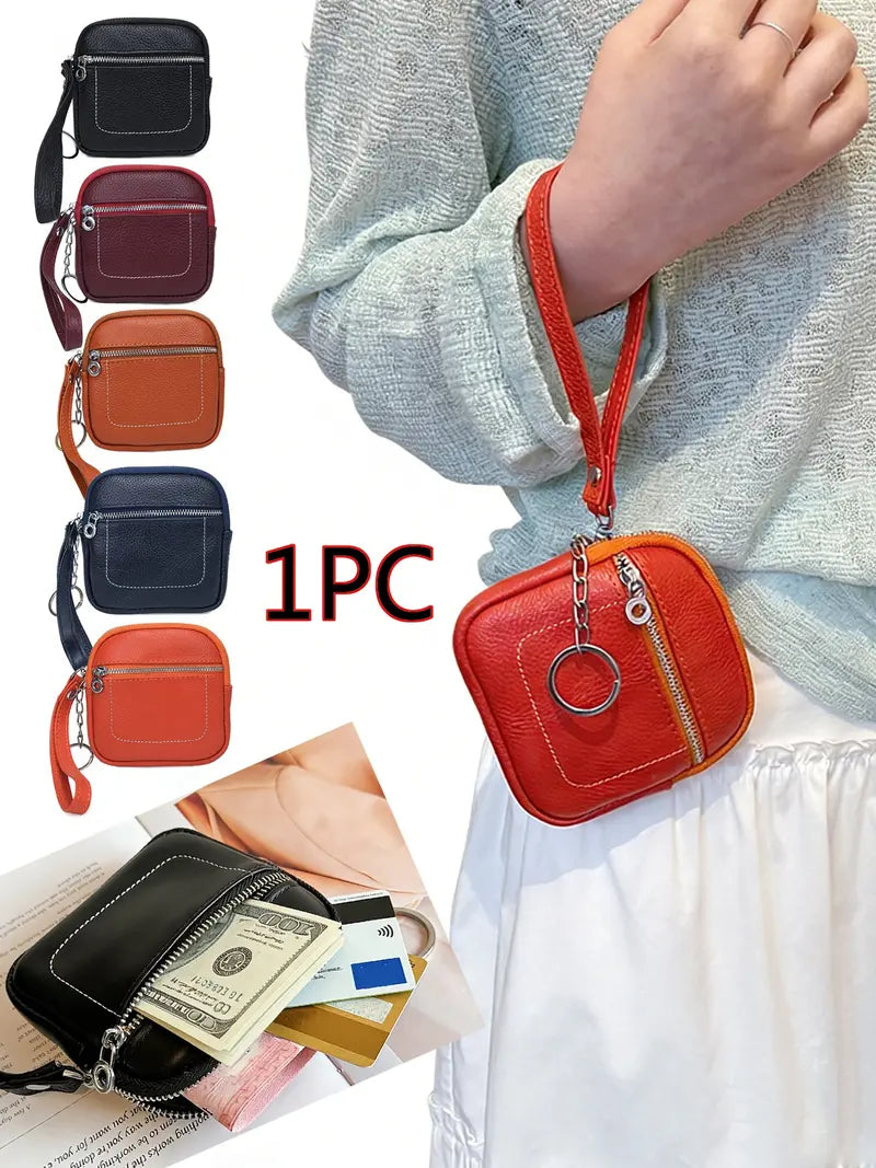 Square Leather Mini Card Wallet Coin Pursec
