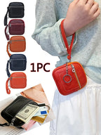 Square Leather Mini Card Wallet Coin Pursec