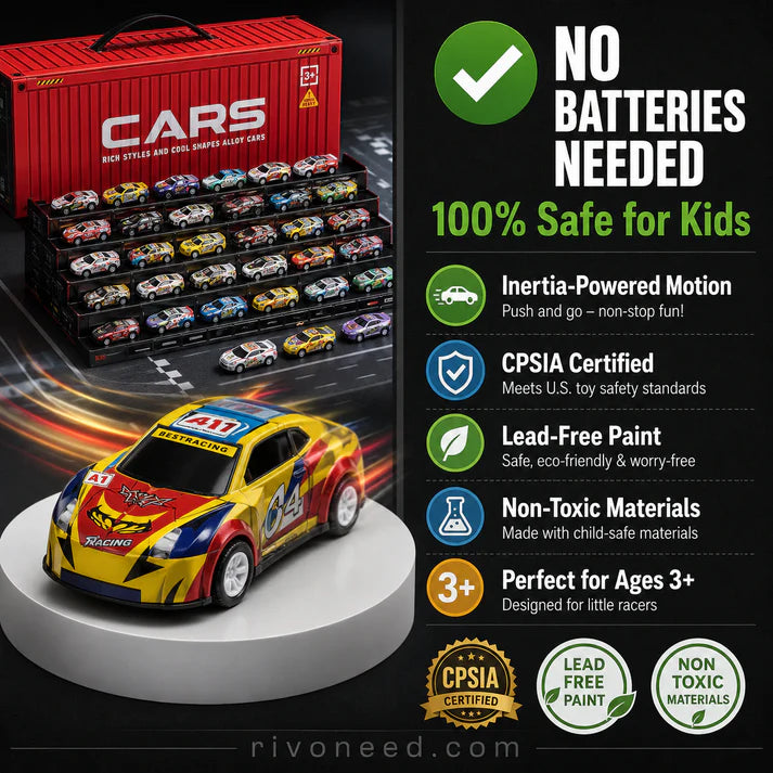48 Mini Pull-Back Cars with Built-In Garage Set