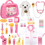 Meland Toy Doctor Kit for Girls, Pretend Play Medical Doctor Set with Cute Dog Plush