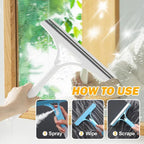 Spray-Scrub-Squeegee All-in-One — Streak-Free Glass in One Swipe