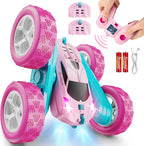 Remote Control Car, RC Cars Toys for Kids Ages 6-12, 4WD Stunt Car with LED Lights & 360° Flips,