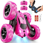 Remote Control Car, RC Cars Toys for Kids Ages 6-12, 4WD Stunt Car with LED Lights & 360° Flips,