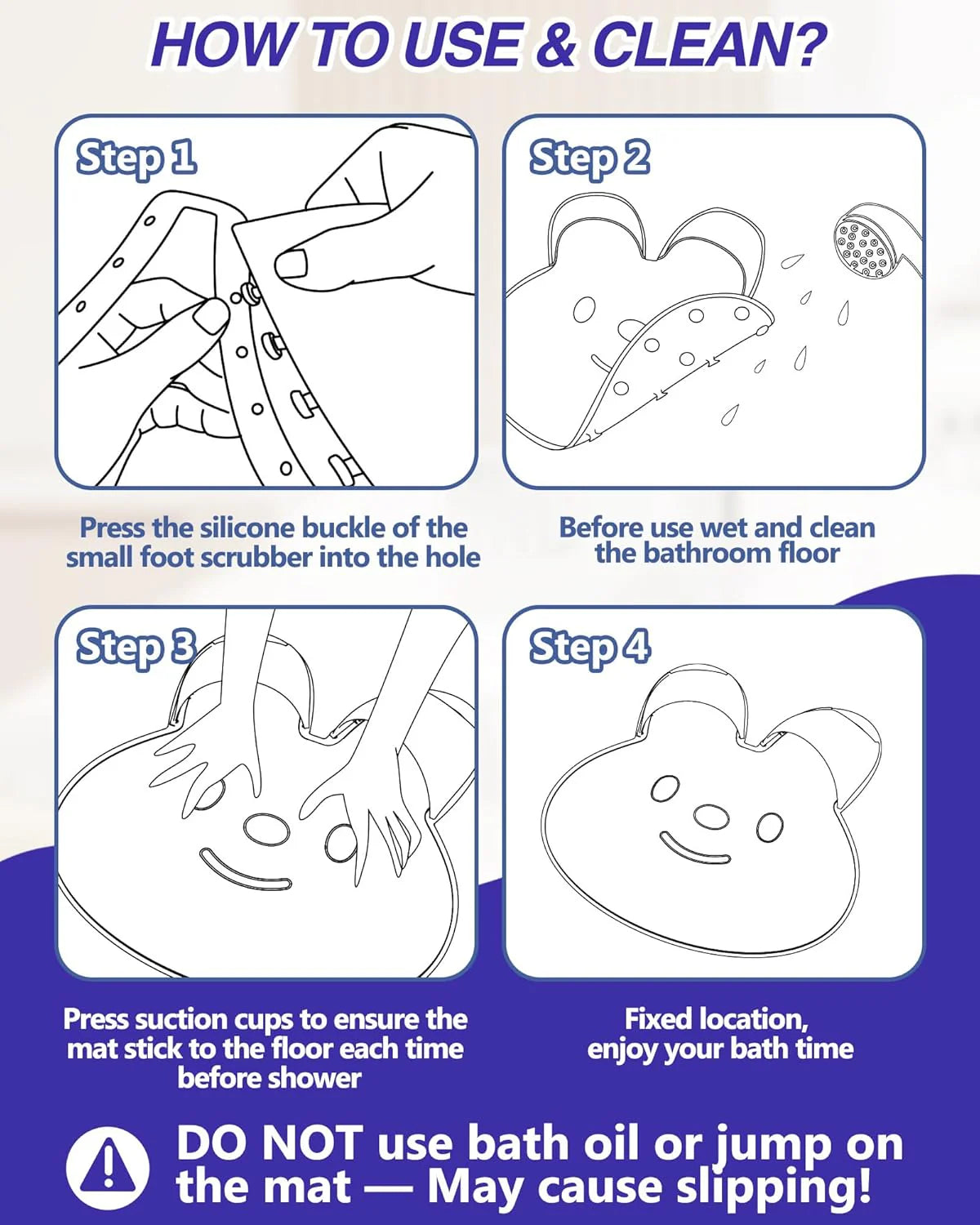 Rabbit-Shaped Silicone Foot Scrubber Mat