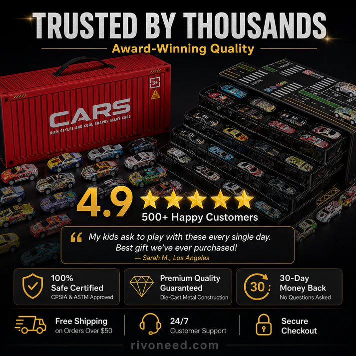 48 Mini Pull-Back Cars with Built-In Garage Set