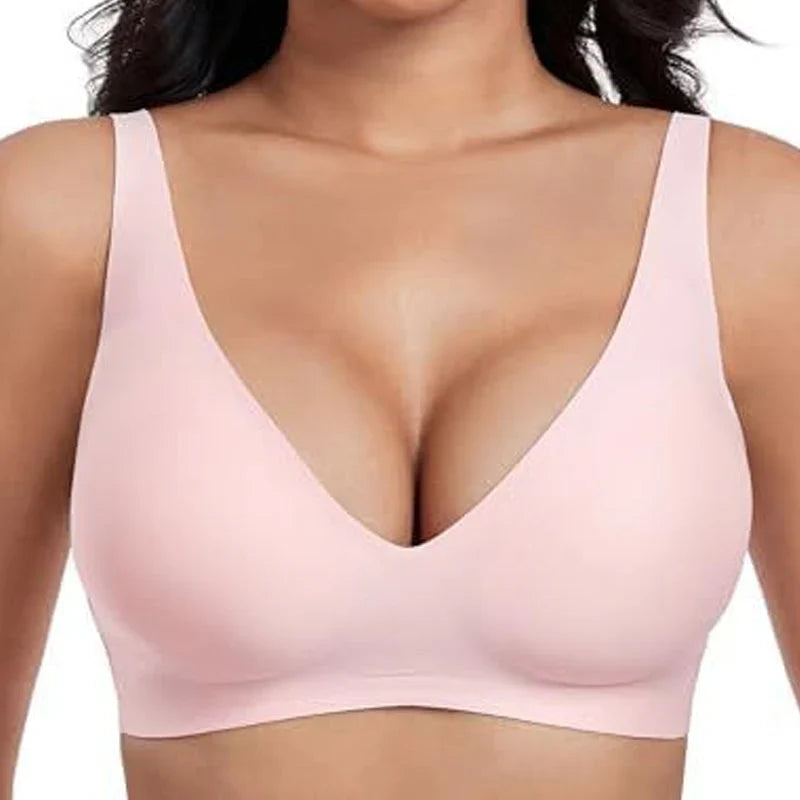 💗LAST DAY SALE 50% OFF⚡50K+ SOLD💕 Jelly Wireless Womens Comfortable Wireless Bras Push Up Bralettes Seamless Tshirts Bras Deep V Everyday Bras