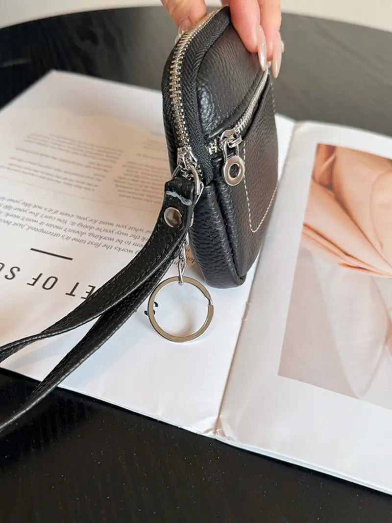 Square Leather Mini Card Wallet Coin Pursec
