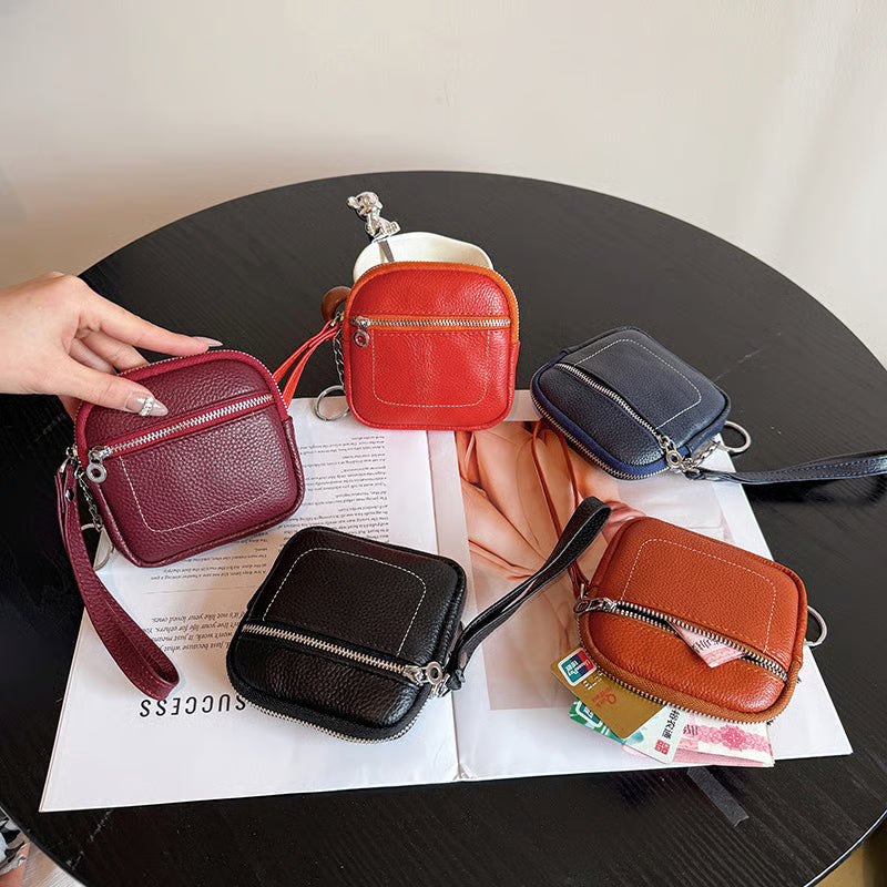 Square Leather Mini Card Wallet Coin Pursec