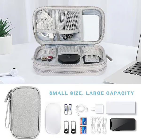 Travel Cable Organizer Pouch, Double Layers All-in-One Storage Bag for Cord
