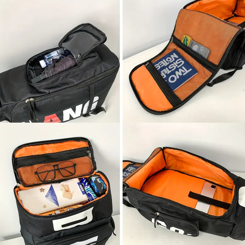 Large Capacity Foldable Backpack Black Green Travel Bag For Men Women - Adjustable Strap, Laptop Compartment - Hand Wash Only
