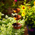 3-Tier Rustic Metal Bird Feeder & Drinker Stake